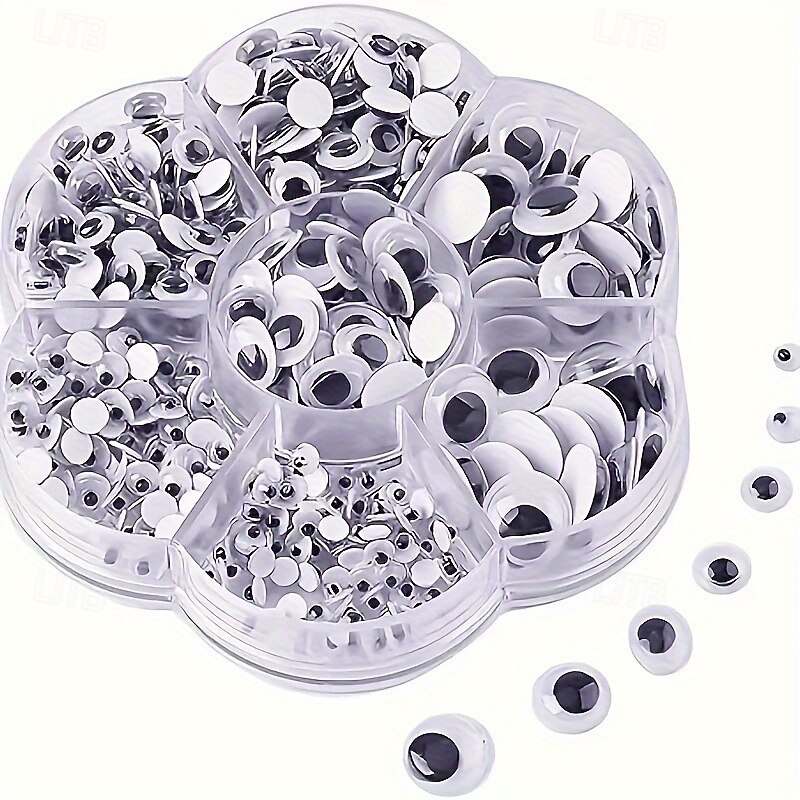 700PCS Plastic Wiggly Googly Eyes Set for Dolls and Crafts Assorted Sizes 4-12MM Suitable for Ages 14