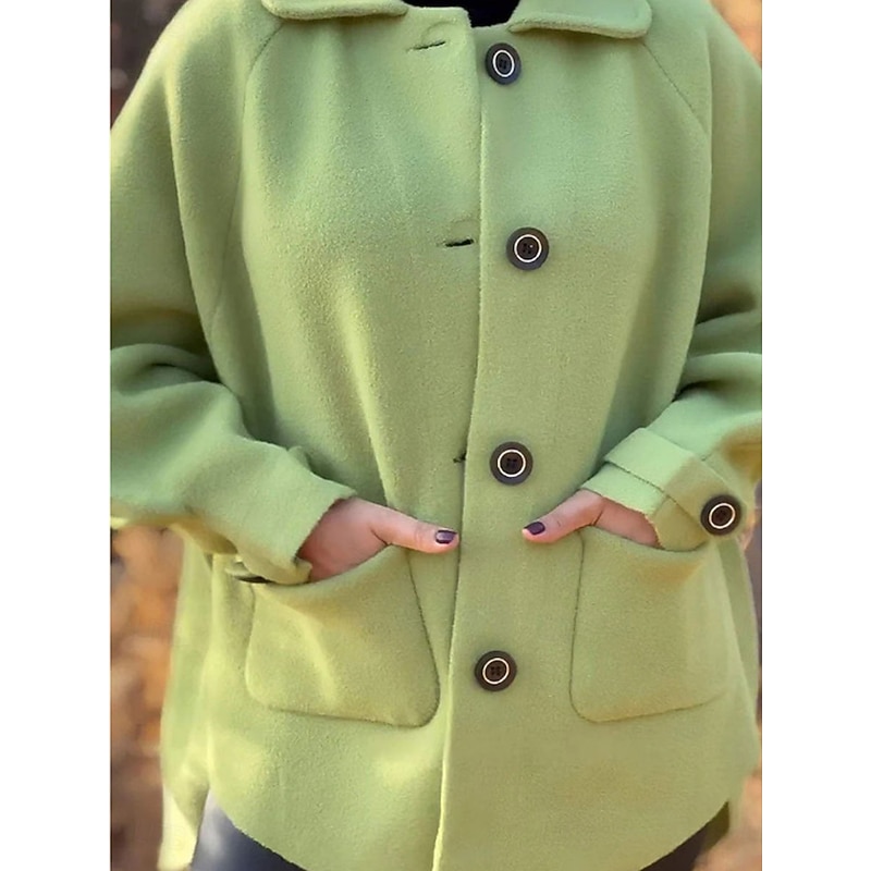 Women's Winter Coat Outdoor Street Daily Wear Fall Winter Short Coat Regular Fit Thermal Warm Breathable Stylish Casual Jacket Long Sleeve Plain with Pockets White Pink Green2