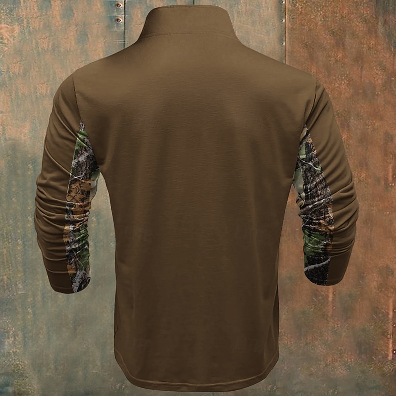 Men's Cowboy Zip Polo Shirts Long Sleeve Polo Shirts Collared Shirts Vintage Casual Outdoor Street Dailywear 3D Print Spring Fall & Winter Brown2