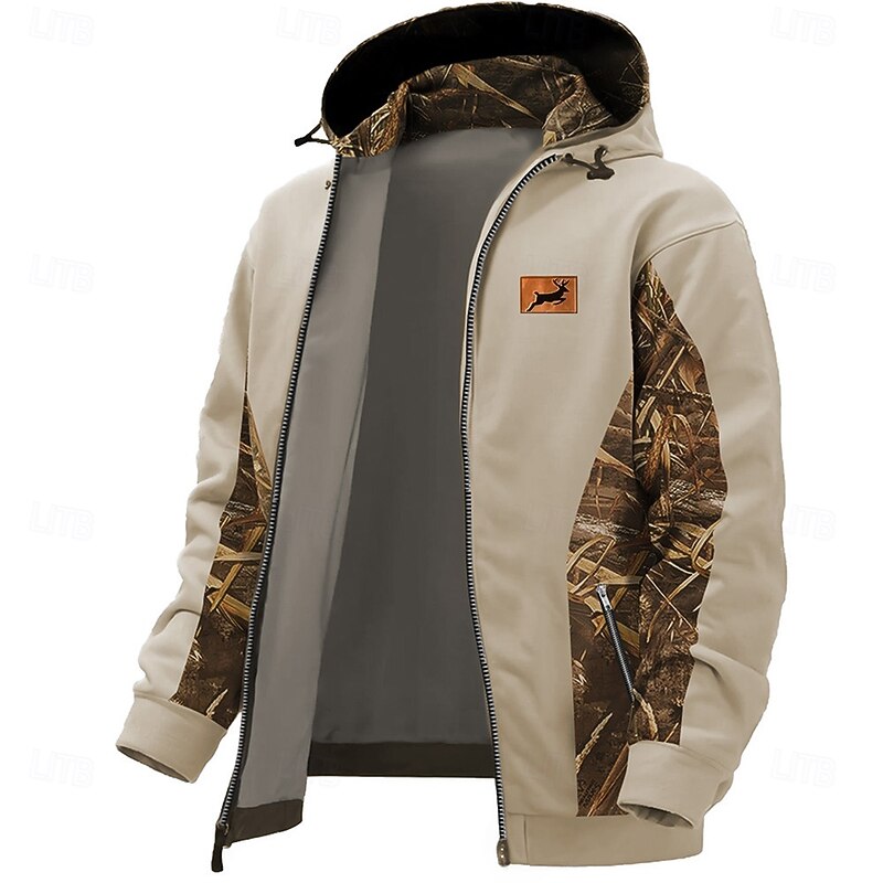 Men's Cowboy Deer Hoodies Fashion Daily Long Sleeve Hooded Holiday Travel Streetwear Brown Gray Drawstring Zipper Pocket Fall Winter Designer