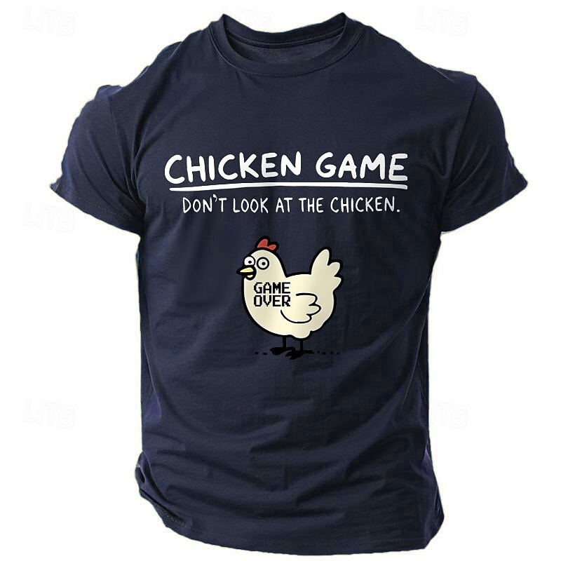 Men's Chick Letter Printed T Shirt 100% Cotton Short Sleeve Graphic Shirt Dark Blue Beige Light Blue Comfortable Tee Vacation Street Fashion Designer Clothing3