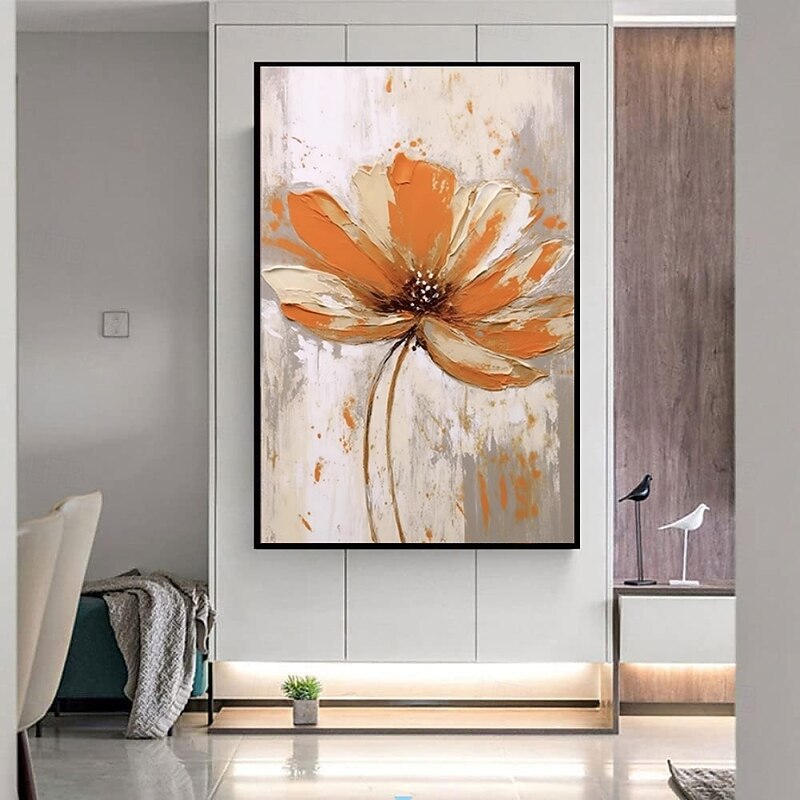 Handmade Oil Paintings Canvas Wall Art Decoration Modern Abstract Orange Flower for Home Decor Rolled Frameless Unstretched Painting3
