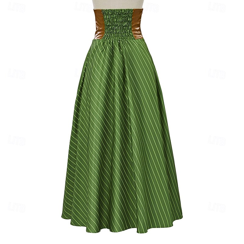 Punk & Gothic Medieval Renaissance Skirt Cosplay Costume Maxi Skirt Stripes Fancy Dress Women's Celtic Pirate Fantasy Masquerade Carnival Casual Daily Adults' Skirt Spring & Summer2