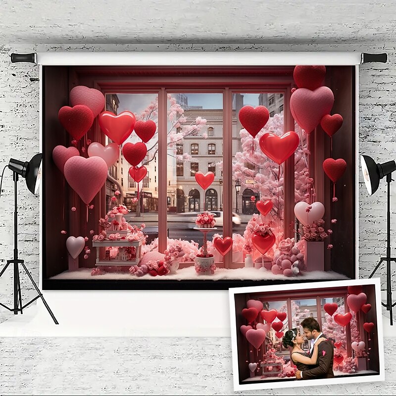 Wedding Decorations Backdrop Photograph Wall Hanging Large Tapestry Art Mural Decor Blanket Curtain Home Bedroom Living Room Decoration Heart Window3