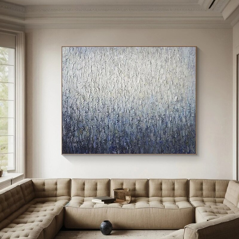 Oil painting hand painted Abstract Blue Paintings On Canvas hand painted Rich Textured Acrylic Painting Modern Wall Art Hand Painted Artwork picture painting for Living Room Wall Decor4