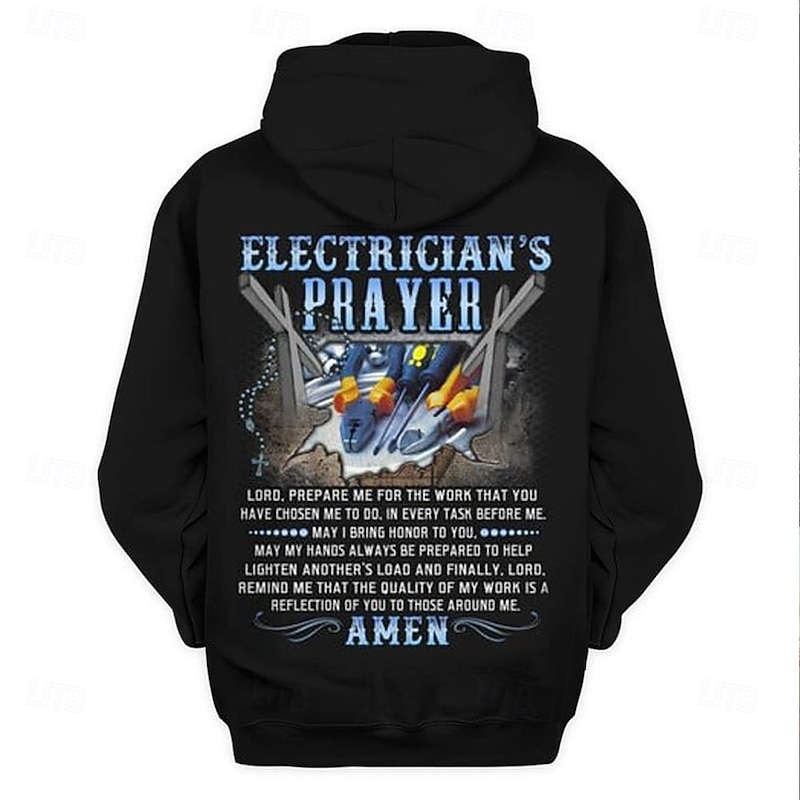 Men's Funny Electrician Hoodies Sweatshirt Fashion Cool Long Sleeve Crew Neck Party Holiday Streetwear Black Blue Drawstring Fall Winter Designer4