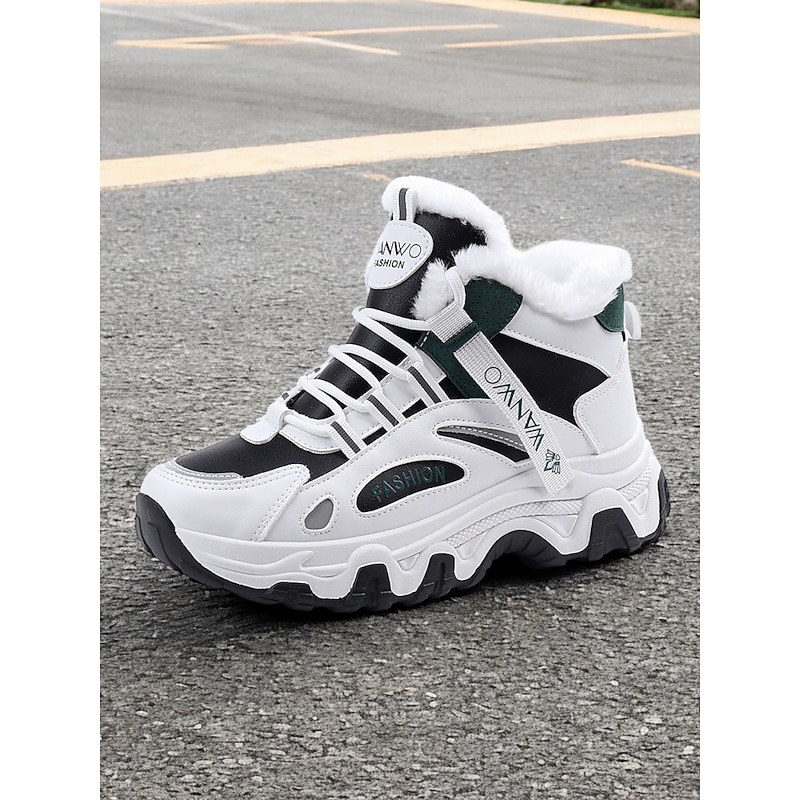Women's Winter High-Top Sneakers with Fur Lining – Warm Outdoor Sports Shoes with Lace-Up Design and Durable Sole3