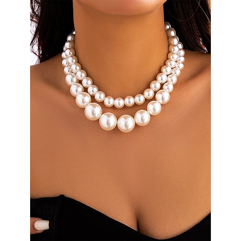 Elegant Multi-Layer Faux Pearl Necklace | Classic Statement Jewelry for Women | Perfect for Weddings, Parties, and Formal Events3