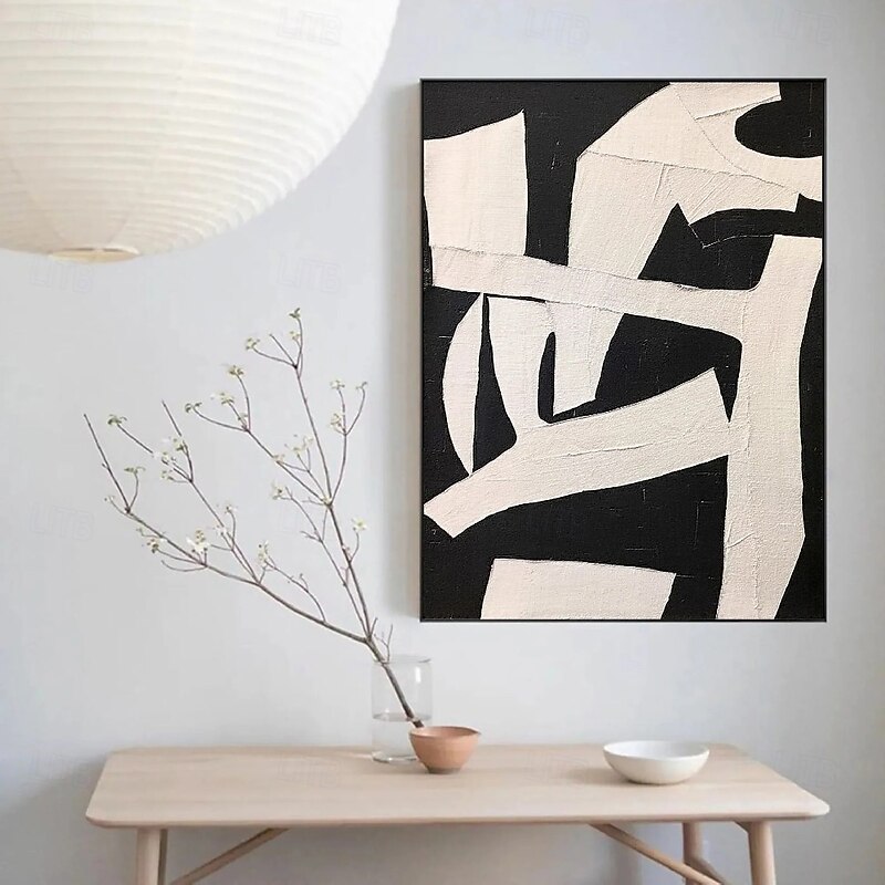 Pure Hand-painted Oil Painting Black and White Hanging Painting Black white Abstract oil painting For Home Decoration Painting Wall Art Large Black Minimalist Wall Art  Black 3D Texture Painting4