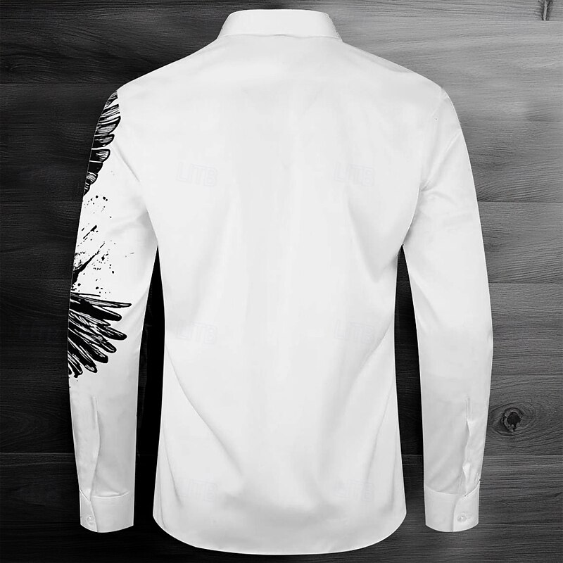 Men's Eagle Cross Button Up Shirt Long Sleeve Fashion Casual Outdoor Street Daily Fall Winter Spring & Summer Shirt Collar Button Up 3D Print White2