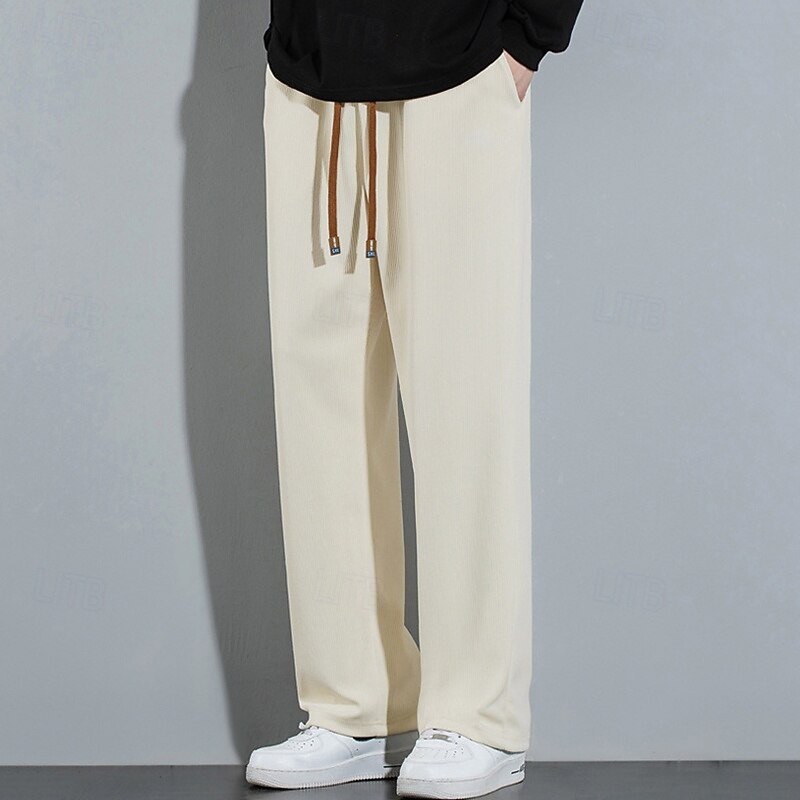 Men's Sweatpants Trousers Straight Leg Sweatpants Pocket Drawstring Elastic Waist Plain Comfort Sports Outdoor Daily Fashion Casual Black Beige Micro-elastic