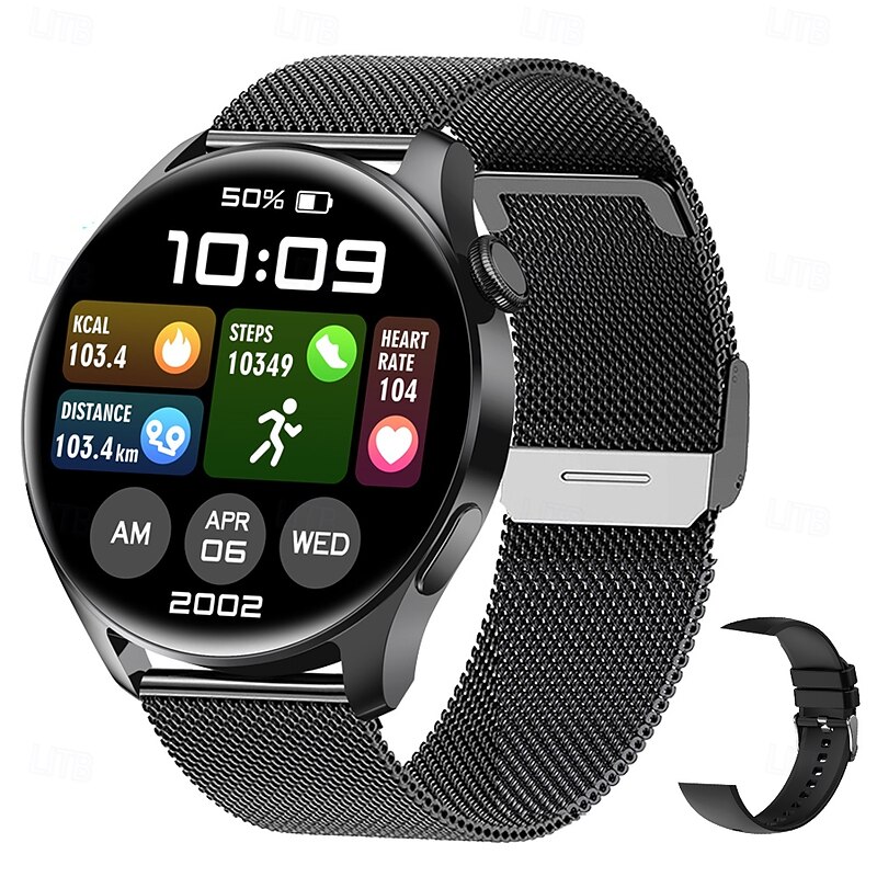 iMosi 1.53 inch Smart watch Fitness Running Watch Bluetooth Pedometer Call Reminder Sleep Tracker Compatible with Android iOS Women Men Hands-Free Calls Waterproof Media Control IP 674