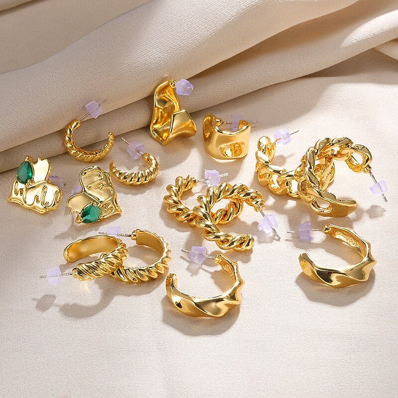 Stud Earrings Vintage Style Alphabet Shape Earrings Jewelry Gold-Pearl / Gold For Work Street Gift2