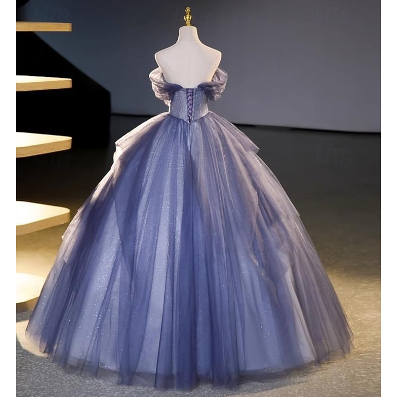 Wedding Dresses Ball Gown Off Shoulder Short Sleeve Floor Length Organza Bridal Gowns With Beading3