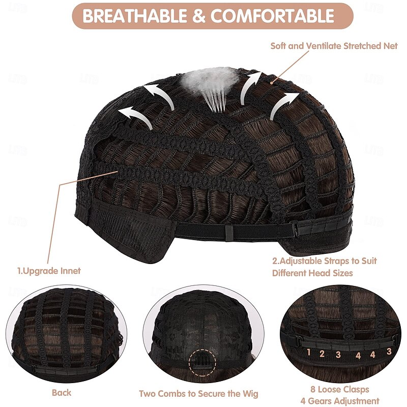 Bob Wig with Bangs Wigs for Women Natural Look Short Wig with Bangs Super Soft &amp Easy to Wear Straight Bob Wig Heat Resistant Synthetic Wig with Side Bangs4