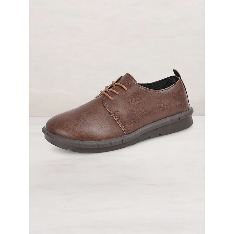 Men's Brown Faux Leather Lace-Up Casual Shoes with Comfortable Non-Slip Sole – Perfect for Everyday Wear4