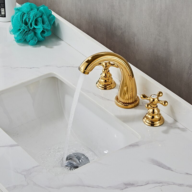 Faucet Oil Rubbed Bronze Widespread Bathroom Sink Faucet Basin Tap Mixer Supply Hose Cross Handle 2 Handles 3 Holes4