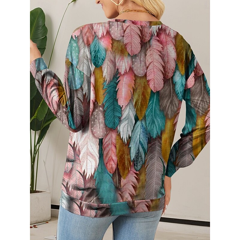 Women's Pullover Casual Graphic Dailywear Casual Crew Neck Print Long Sleeve Pink Fall Winter2