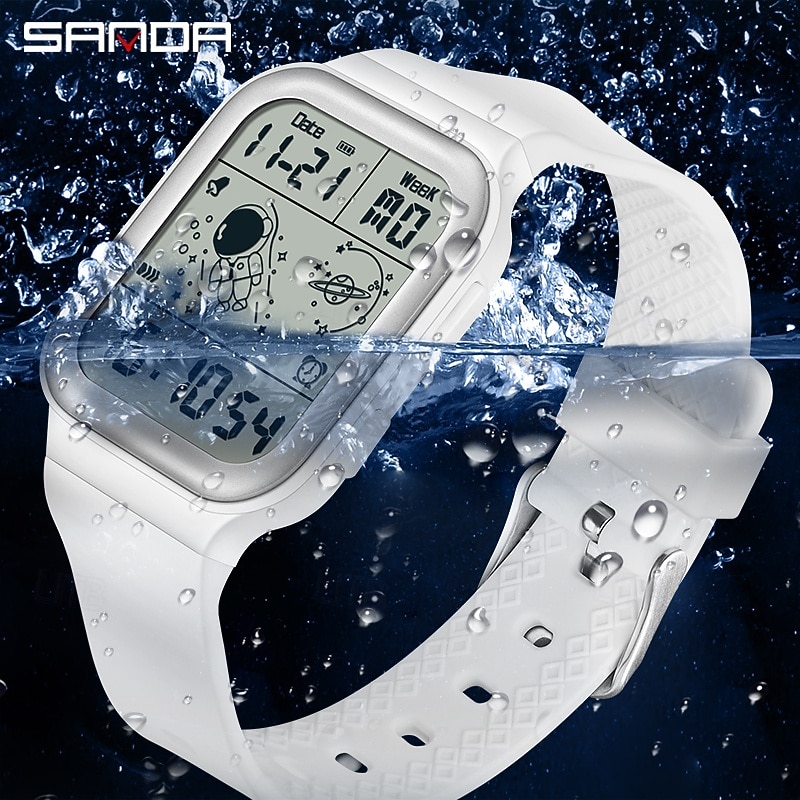 SANDA Men Digital Watch Creative Fashion Wristwatch Shock Resistant Minute Repeater Luminous Stopwatch Alarm Clock TPU Watch3