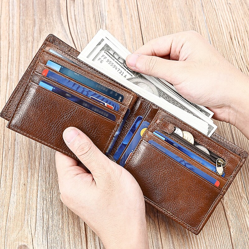 Men's Women's Wallet Credit Card Holder Wallet Cowhide Daily Casual Daily Durable RFID Blocking Dark Grey Wine Black4