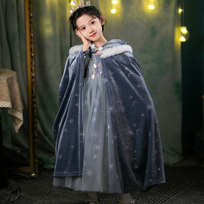 Frozen Princess Fairytale Elsa Cloak Theme Party Costume Cosplay Costume Movie Cosplay for Girls' Kid's Christmas Carnival New Year Performance Birthday Party3
