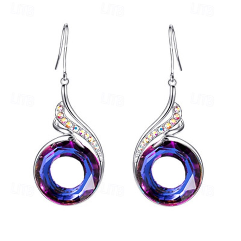 Hoop Earrings Vintage Style Totem Series Earrings Jewelry Blue / Purple / Green For Party 1 Pair2