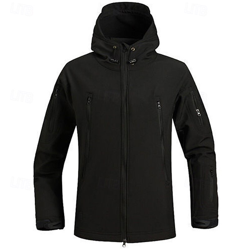 Men's Hiking Jacket Outdoor Camo Windproof Front Zipper Lightweight Jacket Full Zip Camping / Hiking / Caving Forest Green Black camouflage Black Army Green Camouflage3