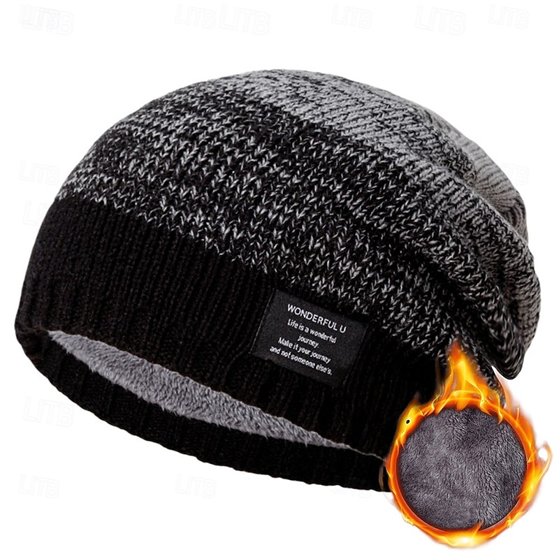 Men's Unisex Beanie Hat Winter Hats Beanies Skull Cap Knit Hat Red khaki Acrylic Fibers Knitted Cozy Daily Wear Going out Color Block Warm