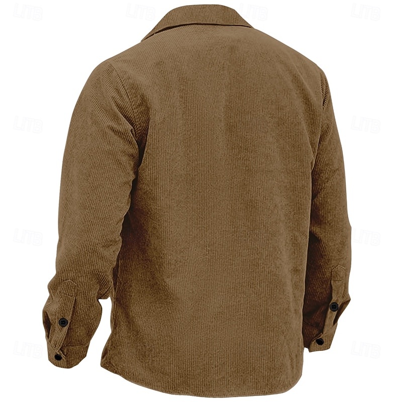 Men's Cowboy Corduroy Shirt Shirt Jacket Overshirt Long Sleeve Vintage Western Outdoor Sports & Outdoor Dailywear Fall & Winter Turndown Collared Shirts 3D Print Buttons 2 Pockets 1pc Army Green Blue2