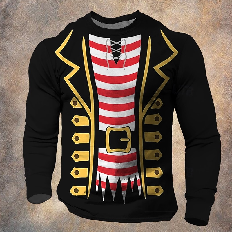 Christmas Men's Christmas Costume T Shirt Long Sleeve T shirt 3D Print Crew Neck Shirt Designer Casual Festival Party Street Casual Black Summer Spring Fall Clothing Apparel S M L XL XXL XXXL2