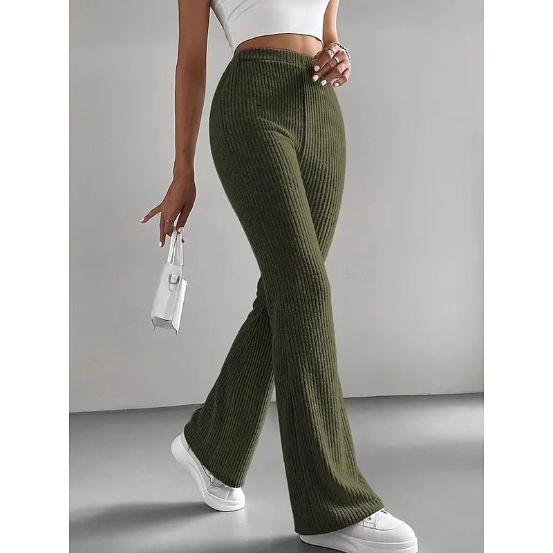 Streetwear Simple Full Length High Waist Solid Color Classic Stylish Comfy Breathability Outdoor Micro-elastic Outdoor Casual Black Green Coffee Spring &  Fall Regular Fit