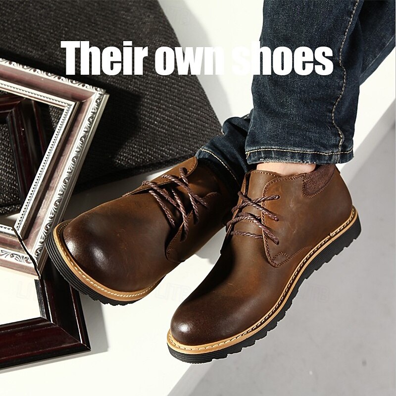 Men's Brown Leather Ankle Boots with Lace-Up Design and Durable Sole – Stylish Casual Footwear for Everyday and Outdoor Wear4