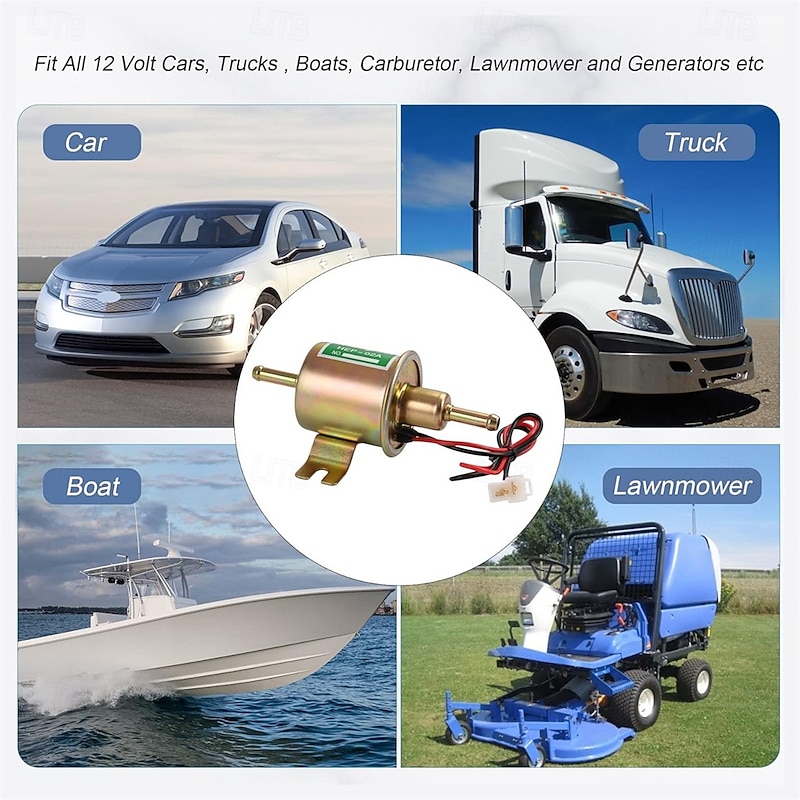 Universal Electric Fuel Pump Kit 12V/24V 3-6 PSI Low Pressure with Fuel Filter 6.56 FT 5/16" ID Fuel Line Replacement for Carburetor Lawn Mower Gas Diesel Fuel Transfer Pump4