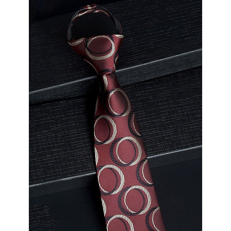 Men's Classic Faux Silk Ties with Zip Style – Assorted Patterned Neck Ties Set for Formal and Business Attire