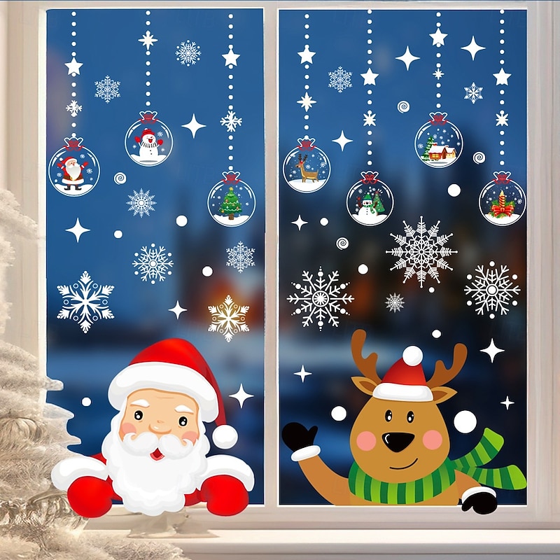 Christmas Window Stickers, Removable Static Cling Xmas Decor, Pure White PVC Clings, Small Size Removable Decals Set for Holiday Decorations3