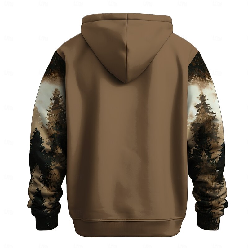 Men's Buffalo Hoodies Sweatshirt Fashion Cool Long Sleeve Crew Neck Party Hunting Brown Drawstring Fall Winter Designer2