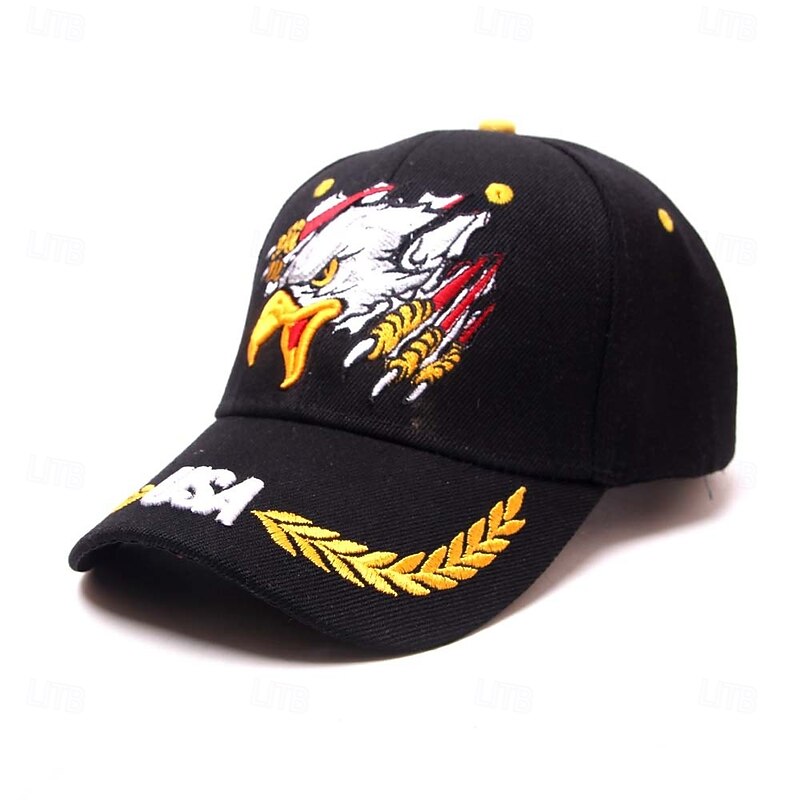 Men's Baseball Cap Sun Hat Trucker Hat Black Dark Navy 100% Polyester Embroidery Adjustable Fashion Daily Wear Festival Pattern Eagle Casual / Daily