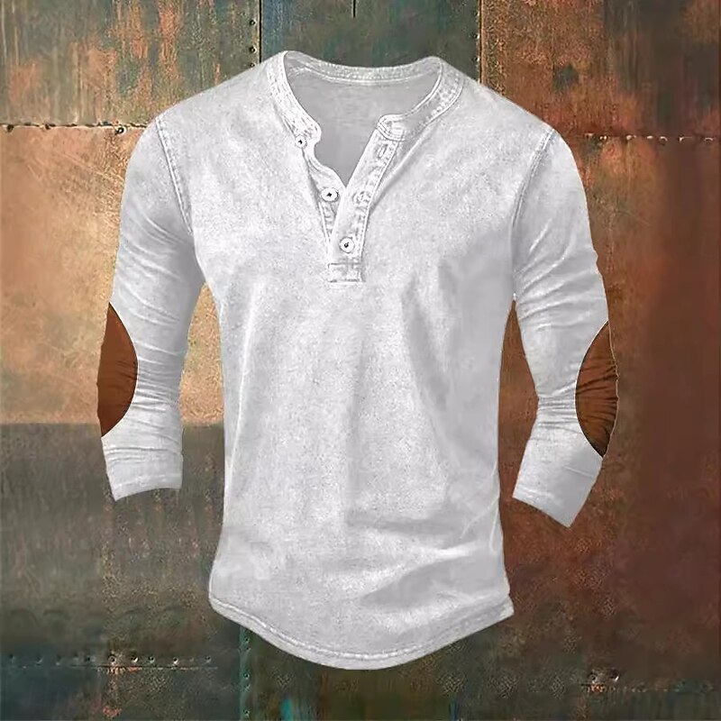 Men's Sweatshirt Black Navy Blue Green Gray Henley Graphic Print Patchwork Daily Holiday Going out Polyester Streetwear Casual Fall Winter Clothing Apparel Hoodies Sweatshirts  Long Sleeve2