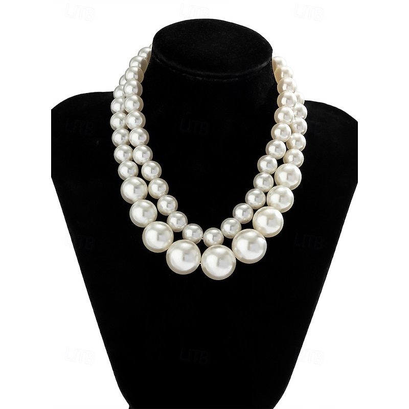 Elegant Multi-Layer Faux Pearl Necklace | Classic Statement Jewelry for Women | Perfect for Weddings, Parties, and Formal Events4