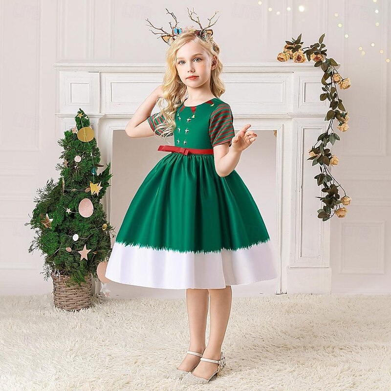 Princess Santa Claus Mrs.Claus Dress Fancy Costume Girls' Cosplay Costume Kid's Christmas New Year Christmas Eve Party Dress2