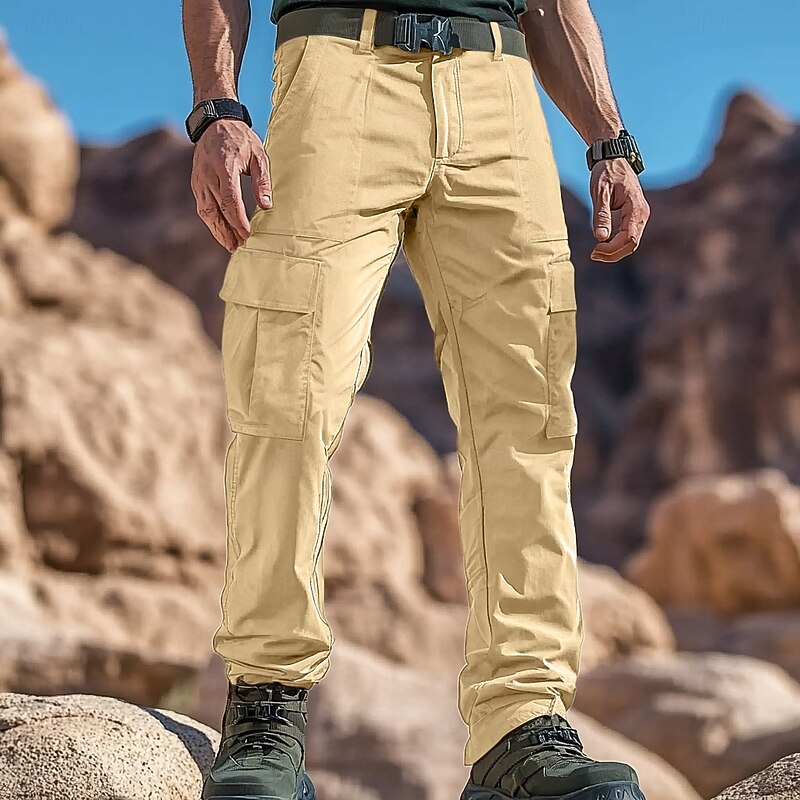 Men's Cargo Pants Cargo Trousers Trousers Hiking Pants Multi Pocket Straight Leg Plain Breathable Moisture Wicking Full Length Outdoor Daily Camping & Hiking Fashion Streetwear Black Green4