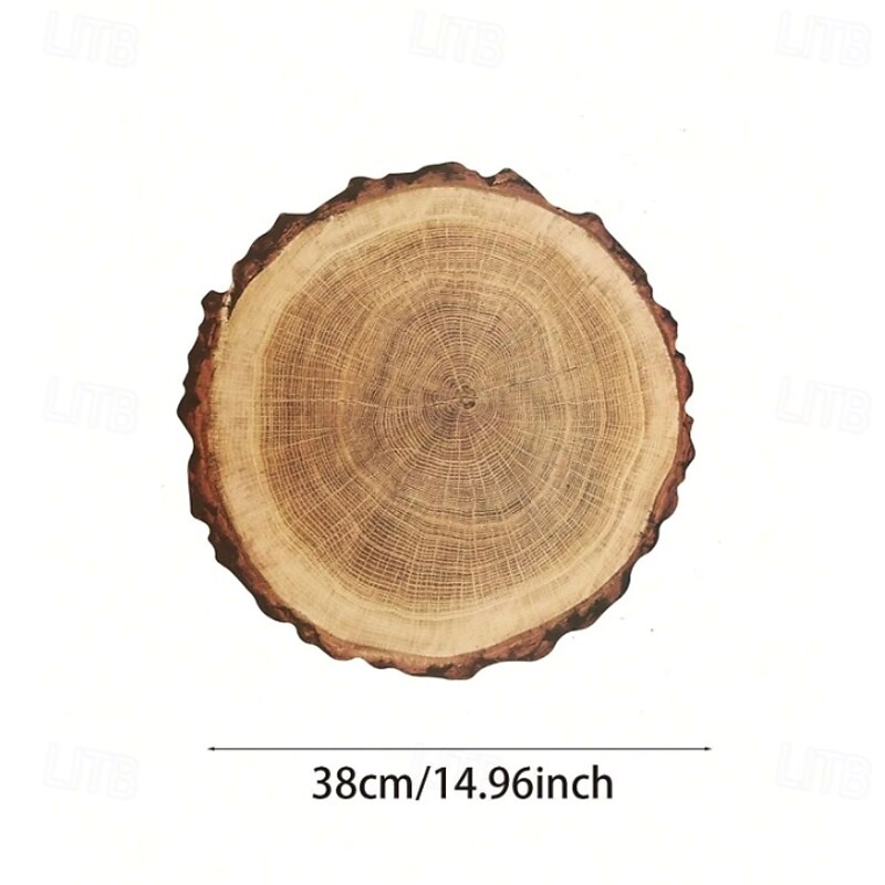 Waterproof Ring of Tree 3D Trunk Wooden Placemats Set Of 4 Farmhouse Forest Theme Dining Table Decoration Pad For Home, Hotel, Party, PP Material Rustic Wood Grain Heat Insulation Mat2