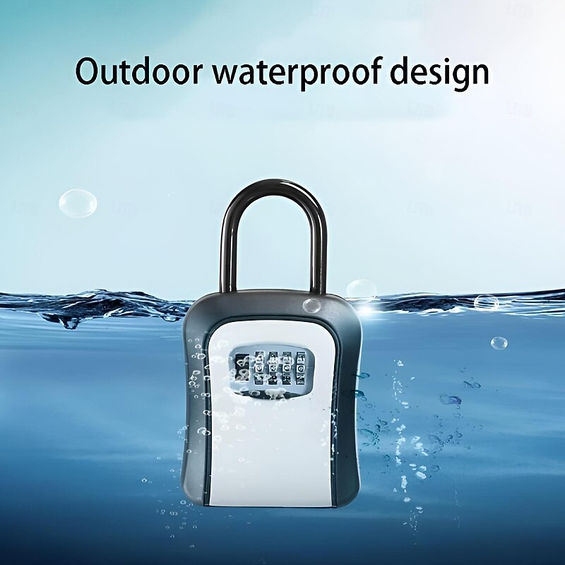 Key Storage Box Key Safe Key Lock Box Outdoor Waterproof 4-Digit Combination Key Storage Key Safe Outdoor Wall Mounted Hook3