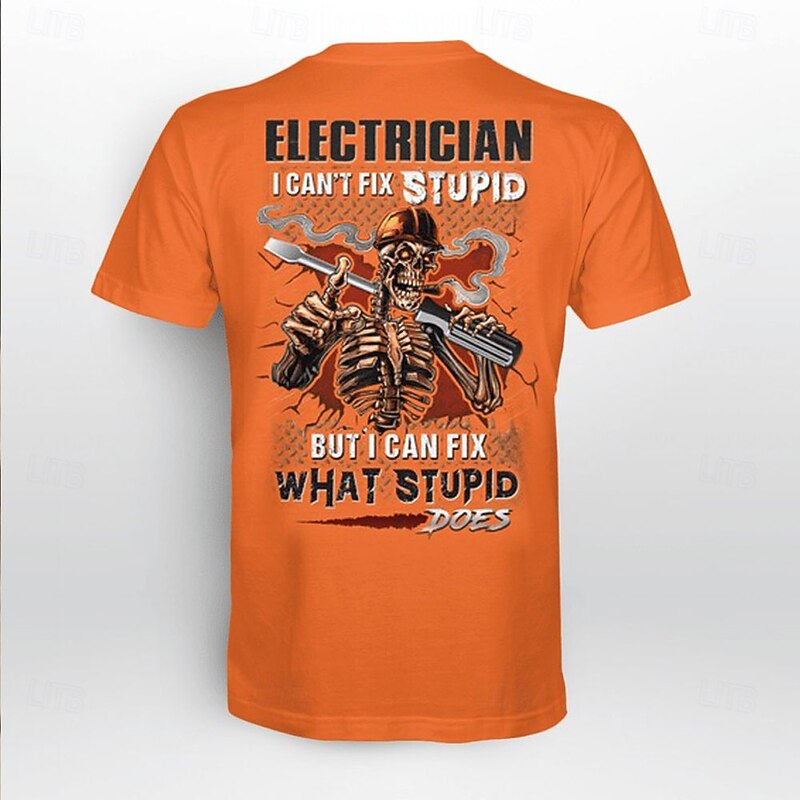 Men's Cool Skulls Letter Print T Shirt Short Sleeve T shirt 3D Print Crew Neck Shirt Fashion Athleisure Street Sports Outdoor Daily Yellow Orange Summer Spring Clothing Apparel S M L XL XXL XXXL3