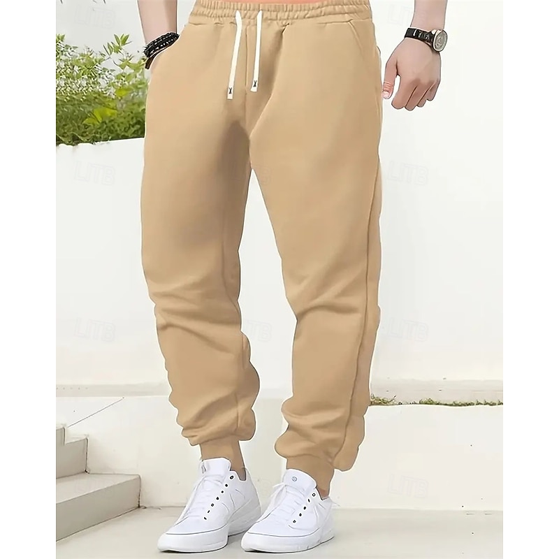 Men's Athletic Pants Sweatpants Joggers Trousers Pocket Drawstring Elastic Waist Plain Comfort Sports Outdoor Daily Fashion Casual Black Yellow Micro-elastic