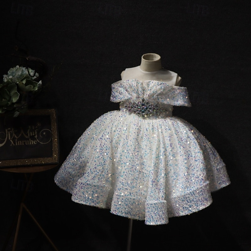 Kids Girls' Party Dress Solid Color Short Sleeve Performance Wedding Party Mesh Princess Sweet Mesh Mid-Calf Sheath Dress Tulle Dress Summer Spring Fall kids White Red Gray2