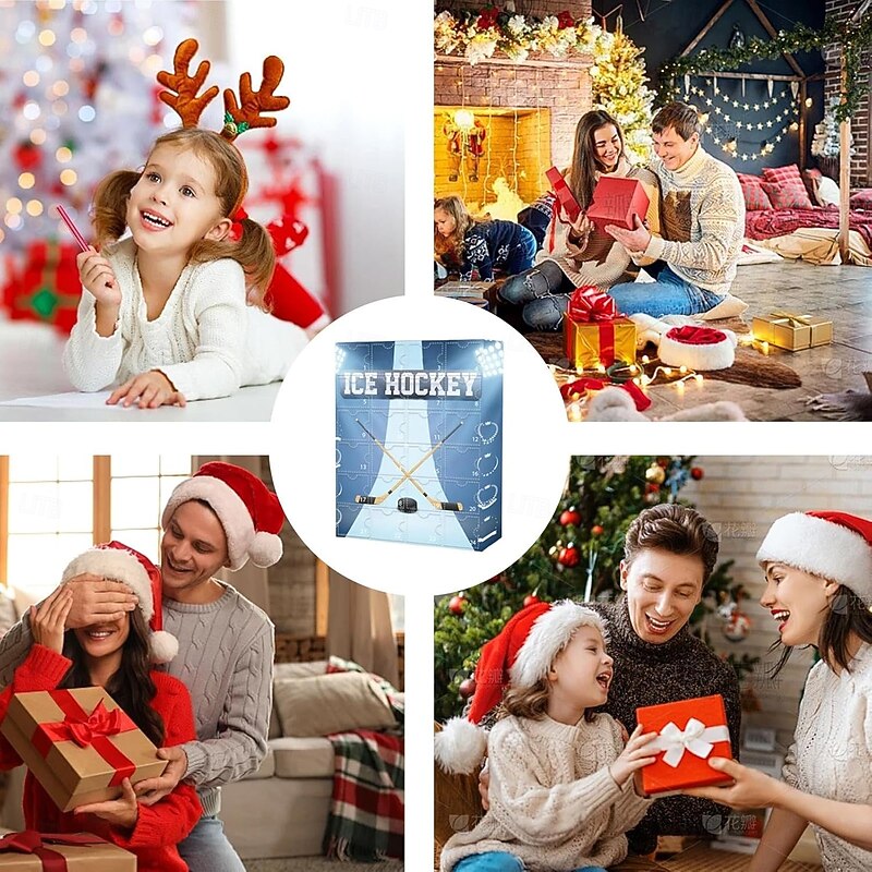 2025 Christmas Baseball Countdown Advent Calendar, 24 Day Ice Hockey Christmas Countdown Calendar with Collector Figures Ice Hockey Keepsake Advent Calendar for Hockey Fans3