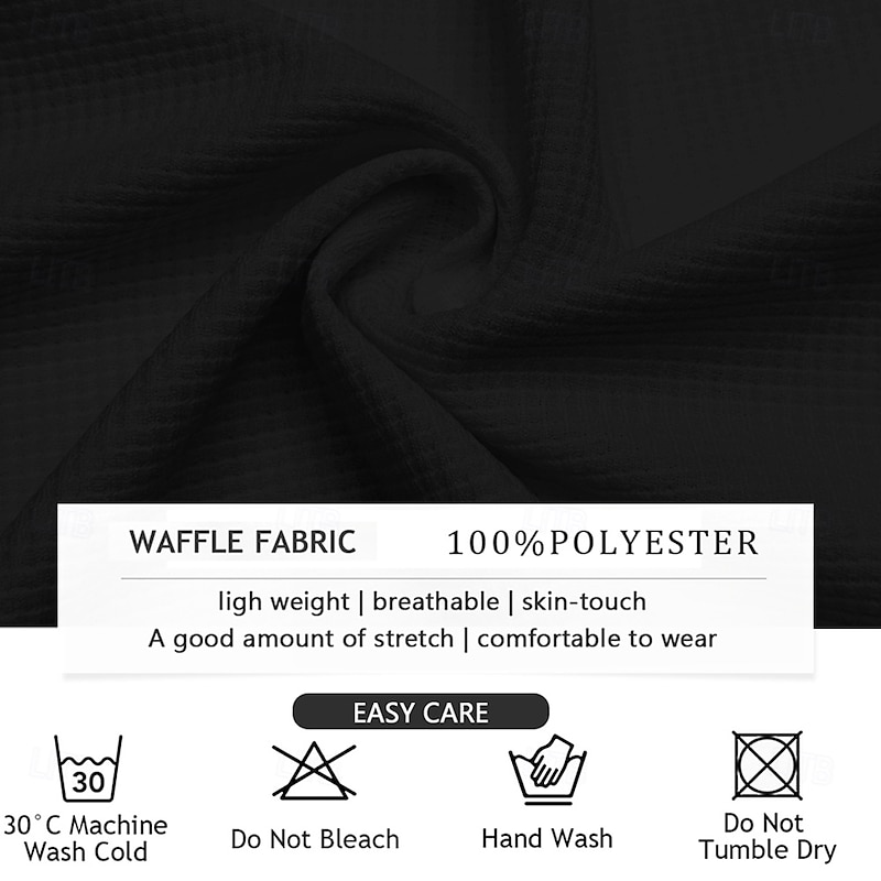 Men's Striped Waffle Polo Shirts Long Sleeve Polo Shirts Collar Business Casual Formal Outdoor Vacation Dailywear Buttons 3D Print Spring Fall Winter Black Yellow Red3