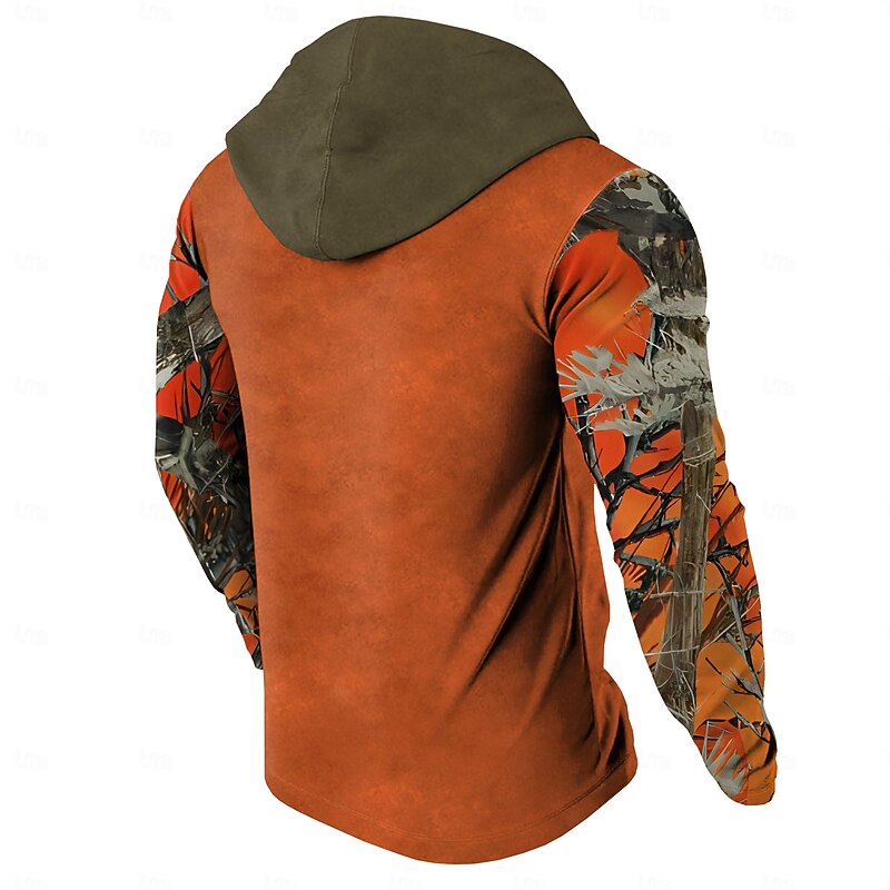 Men's Cowboy Hoodies Casual Vintage Retro Long Sleeve Hooded Vacation Holiday Travel Blue Orange Drawstring Fall Winter Designer4