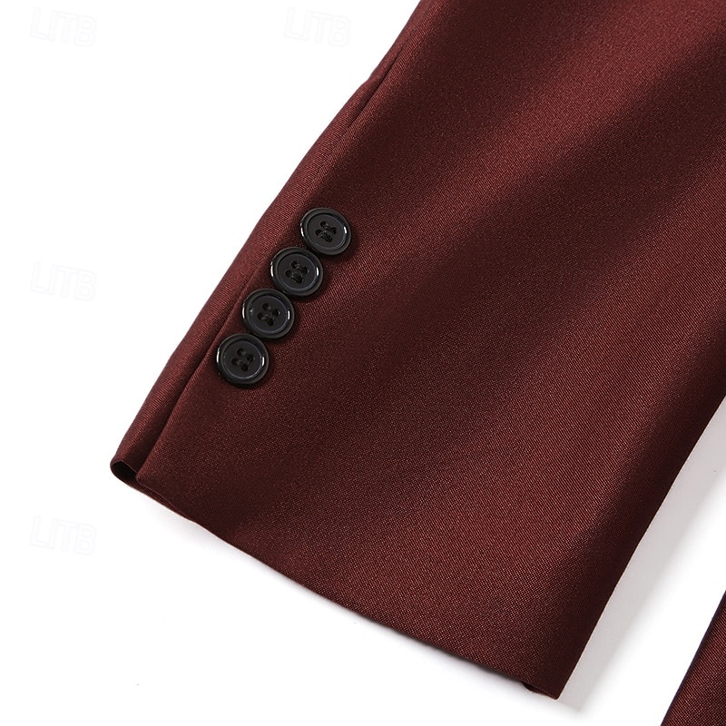 Men's Wedding Party Suits Peak Black Burgundy Daily Business Solid Colored Plus Size 3 Piece Single Breasted One-button4